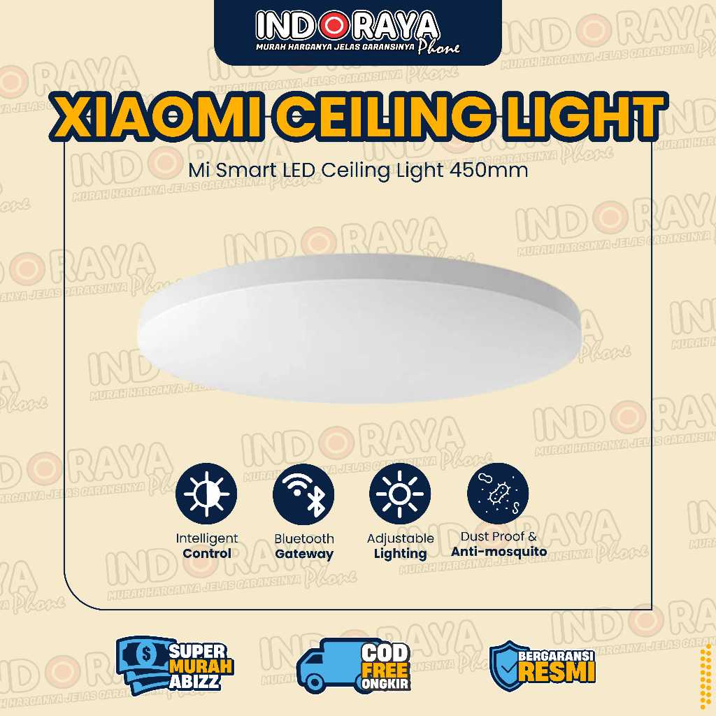 Xiaomi Mi Smart LED Ceiling Light 450mm Wifi APP Remote Control White Lampu Pintar | Original - Gara