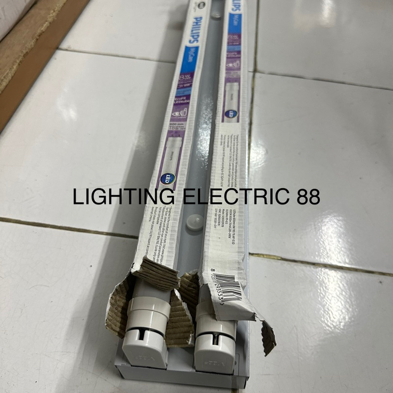 Kap Lampu tl t8 Balok 60cm LED 2x18 2x8W Philips