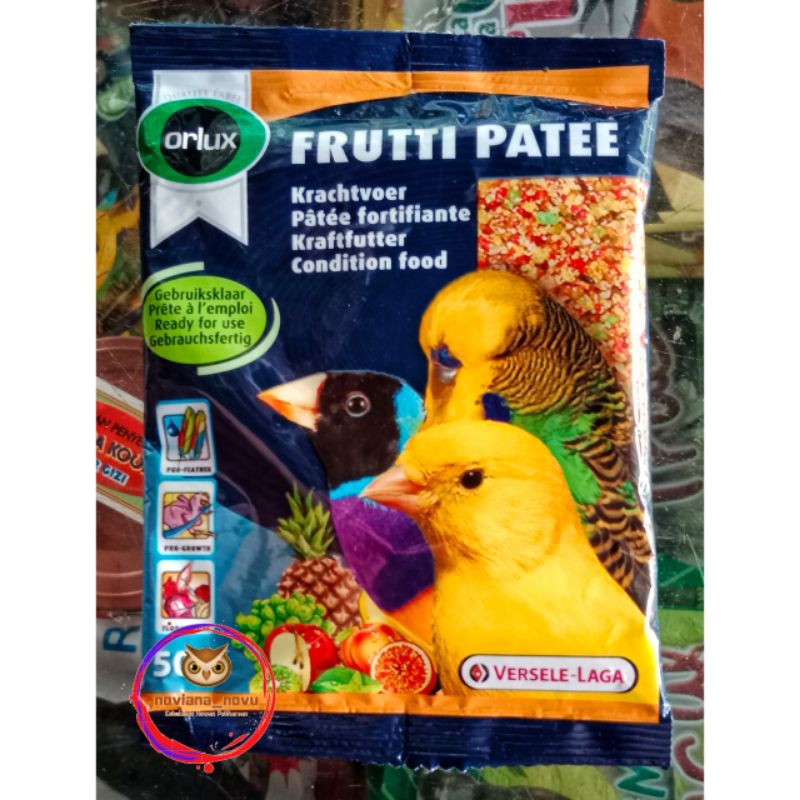 VERSELE LAGA FRUTTI PATEE KENARI CD KENARI EGG FOOD PREMIUM SARI BUAH CAMILAN BURUNG KEMASAN SACHET 