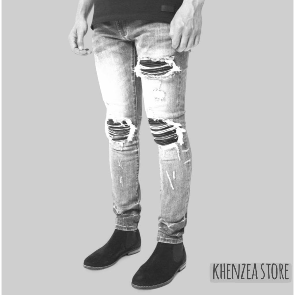 rucclas jeans denim biker rider new black ori/celana panjang jeans streech snow premium pria/jeans d