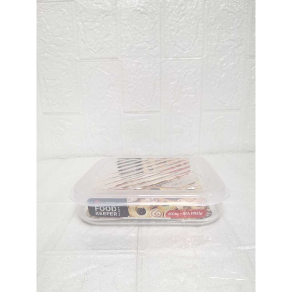 ELIANWARE E-1497 600ML Food Keeper / WadahTransparan Bening Persegi / Wadah Plastik Kedap Udara / Wa