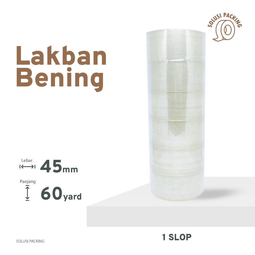 

Lakban OPP Bening Ksatria 45mm x 60 Yard 1 Slop ( 6 Roll ) ISOLASI Kualitas Premium | SOLUSI PACKING