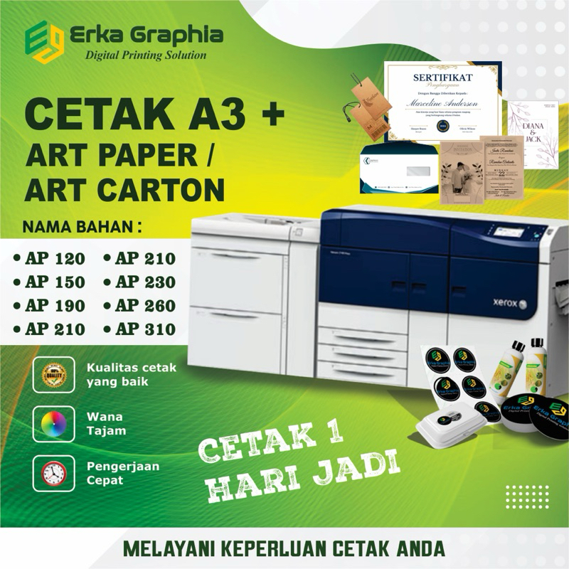 

PRINT A3+ | CETAK A3+ MURAH | ART PAPER 120,190,190 | ART CARTON 210,230,260,310 SEHARI JADI