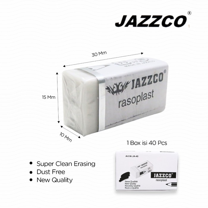 

Eraser Penghapus Jazzco Putih Kecil JA-40 1 Pak isi 40 Pcs