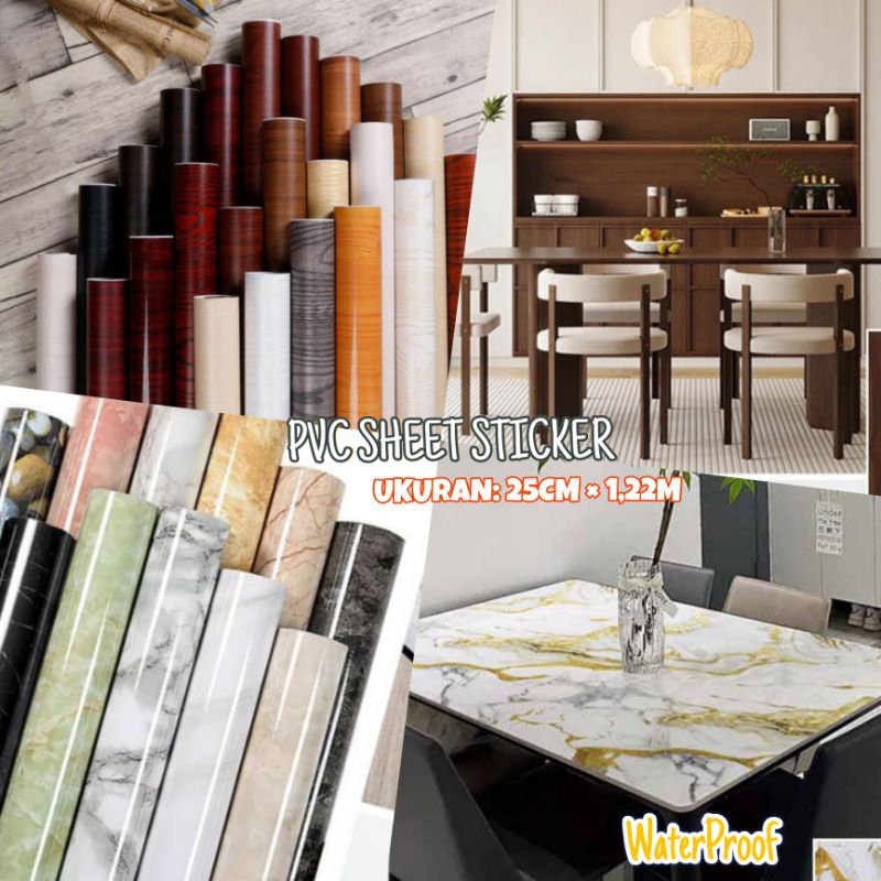 PVC Sheet Glossy Marmer Stiker Premium Quality 1,22m