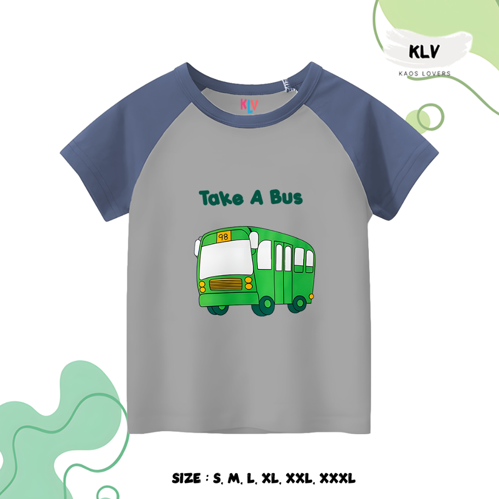 Kaos Raglan Anak Motif Bus Original Distro 30s Sablon