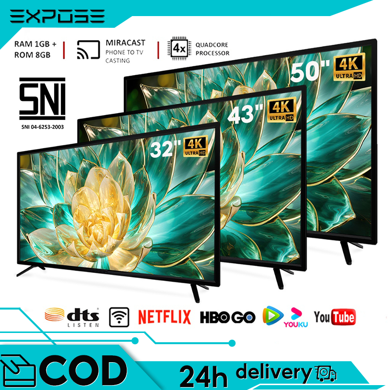 Smart TV 43 Inch TV Smart 4K UHD Android 12 TV (32"/43"/50'') LED Wifi TV 32 Inch Android TV Murah