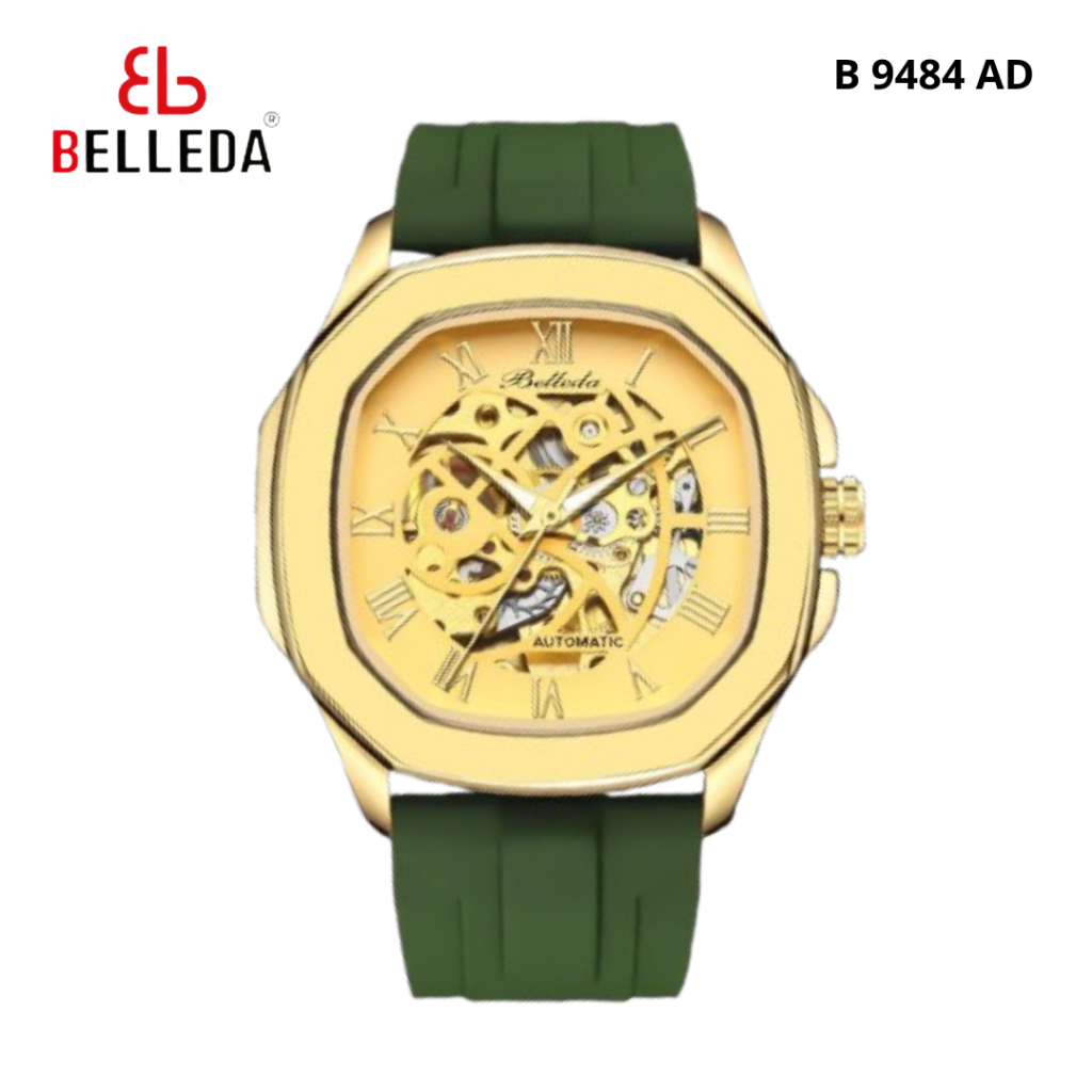 Jam Tangan Pria Wanita Belleda 9484 Rubber Strap Automatic Mekanik Anti Air 3 Atm BELLEDA ™