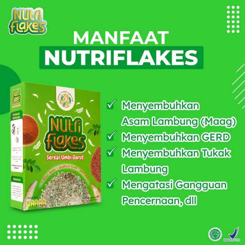

NutriFlakes ORI/Minuman serbuk UMBI Garut/Obat herbal untuk atasi asam lambung & GERD