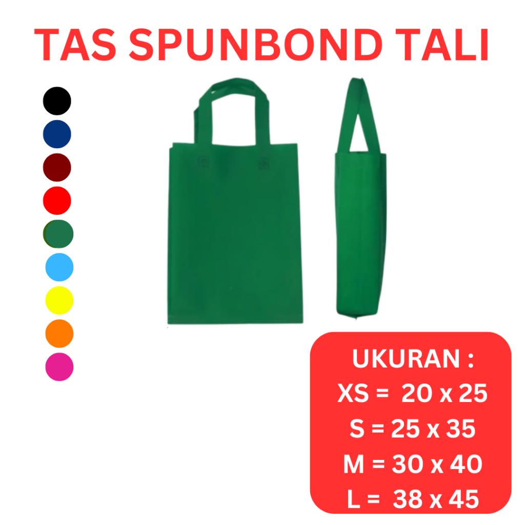 

Totebag Polos Bahan Tas Spunbond | Goodie Bag Tas Belanja Model Tali Warna Hijau Tua