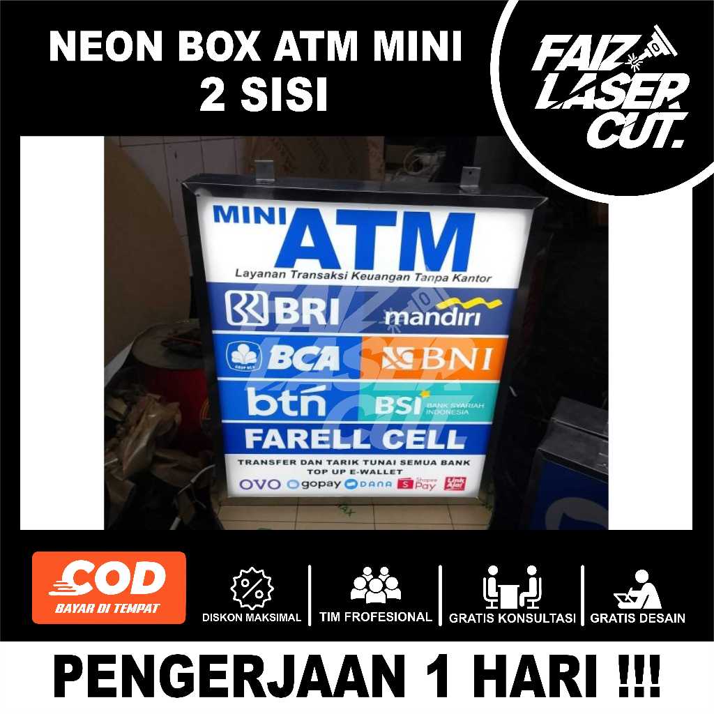 NEON BOX MINI ATM  (CUSTOM DESAIN SESUAI KEINGINAN KALIAN)