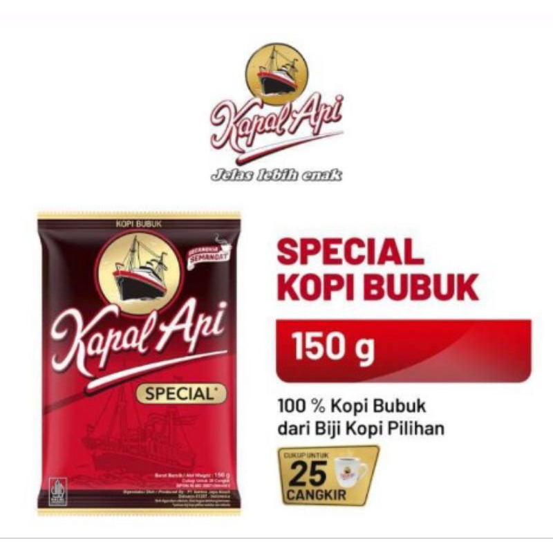 

Kapal Api kopi bubuk kemasan 150 gr tanpa gula