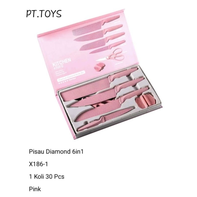 Terbaru - Pisau Dapur Set 6 In 1 / Pisau Diamond / Knife Diamond Stainless