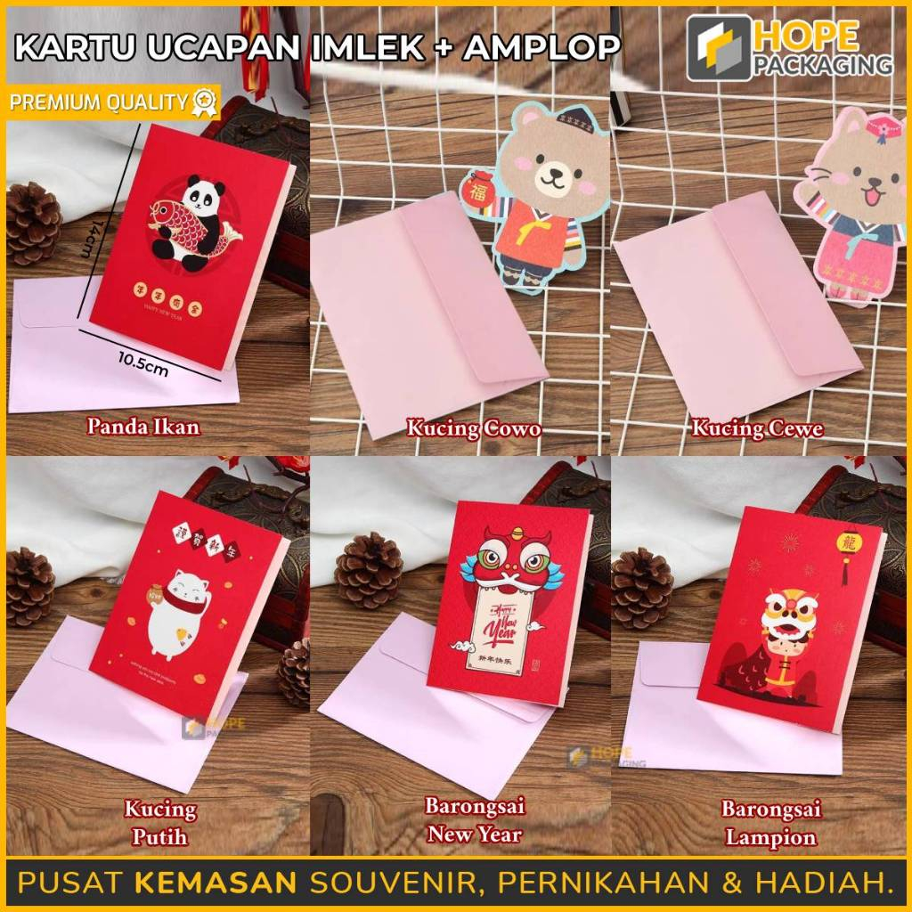 Kartu Ucapan Imlek + Amplop / Gift Imlek Greeting Card / Kartu Ucapan Hampers CNY / Kartu Ucapan Iml