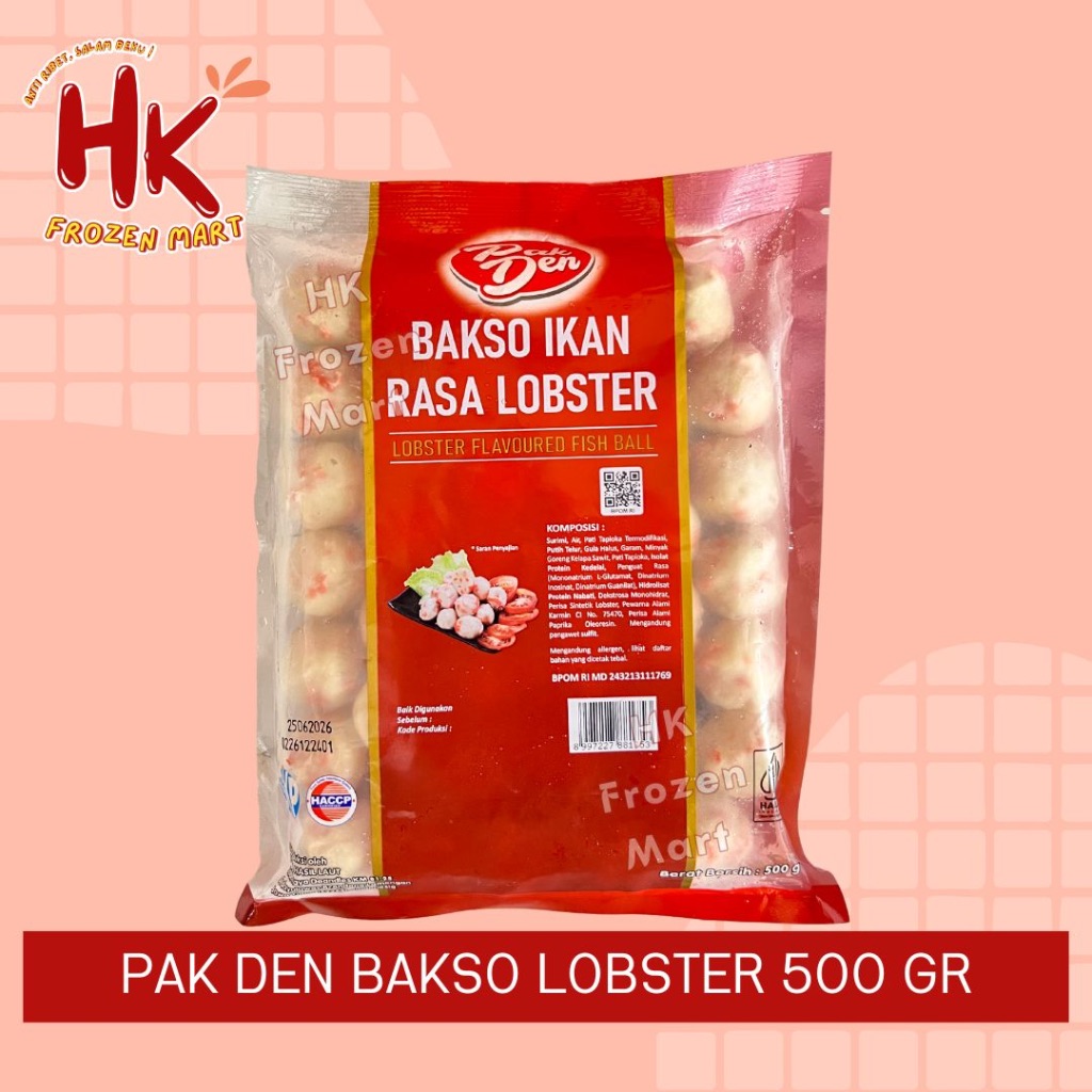 

Pak Den Bakso Ikan Lobster 500g | olahan ikan ball bahan suki pakden HK FROZEN MART