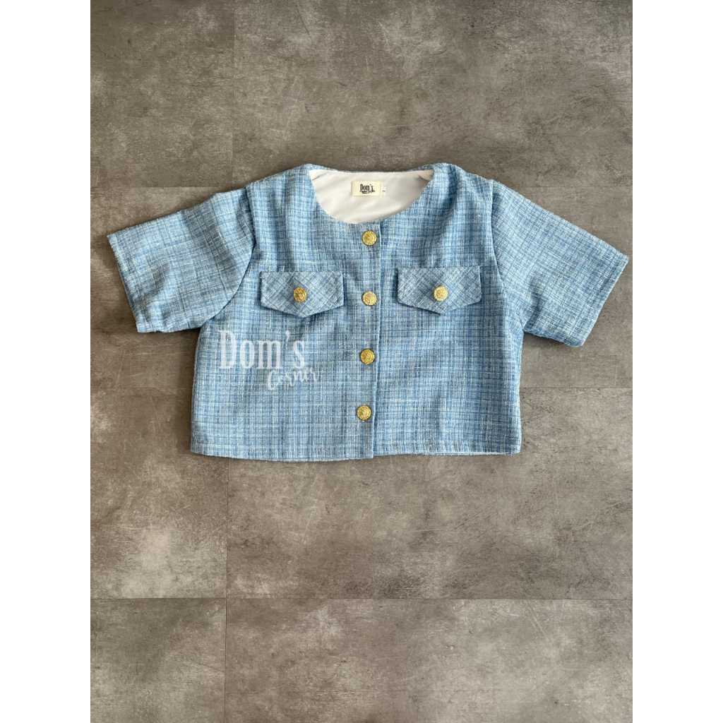 Domscorner - Eun Jung blazer crop- tweed blazer - cardigan blazer - buttoned tweed blouse - formal l