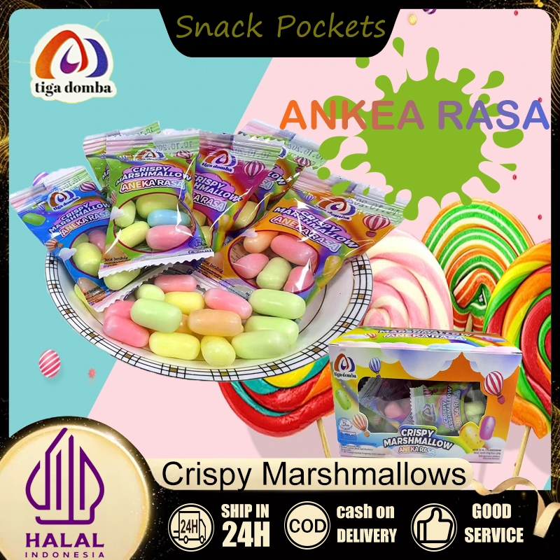 

Tiga Domba Crispy Marshmallow lsi 30pcs Rasa campur aduk
