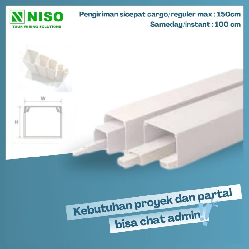 Kabel dak cable duct 50x50 mm (5cm x 5cm) ducting tray kabel pelindung kabel panjang 95 cm atau 145 
