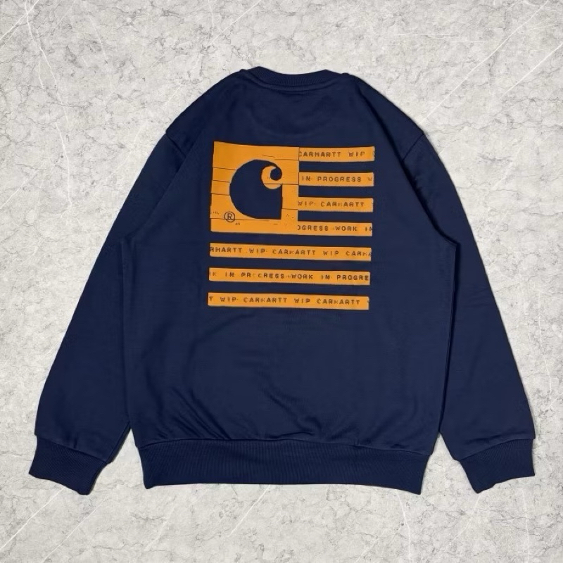 VVIP 1:1 Crewneck Carhartt WIP Label State Flag Sweatshirt Enzian / Ochre - L