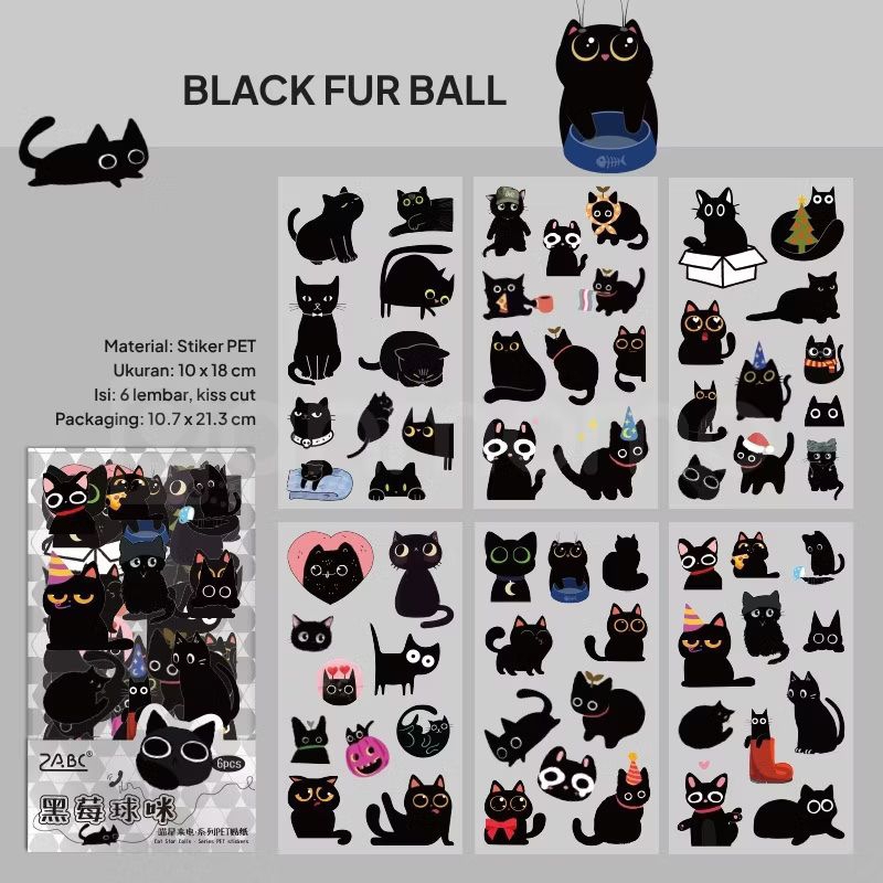 

Sticker Kucing Hitam Aesthetic Murah Isi Banyak | Sticker Black Fur Ball Cat | Sticker Kucing | Sticker Jurnal | Sticker Waterproof & Durable