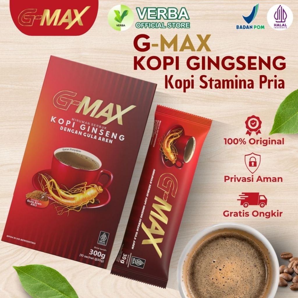 

Kopi G-MAX Original - Kopi Gingseng Stamina BPOM dan Halal - 1 Box Isi 10 Sachet