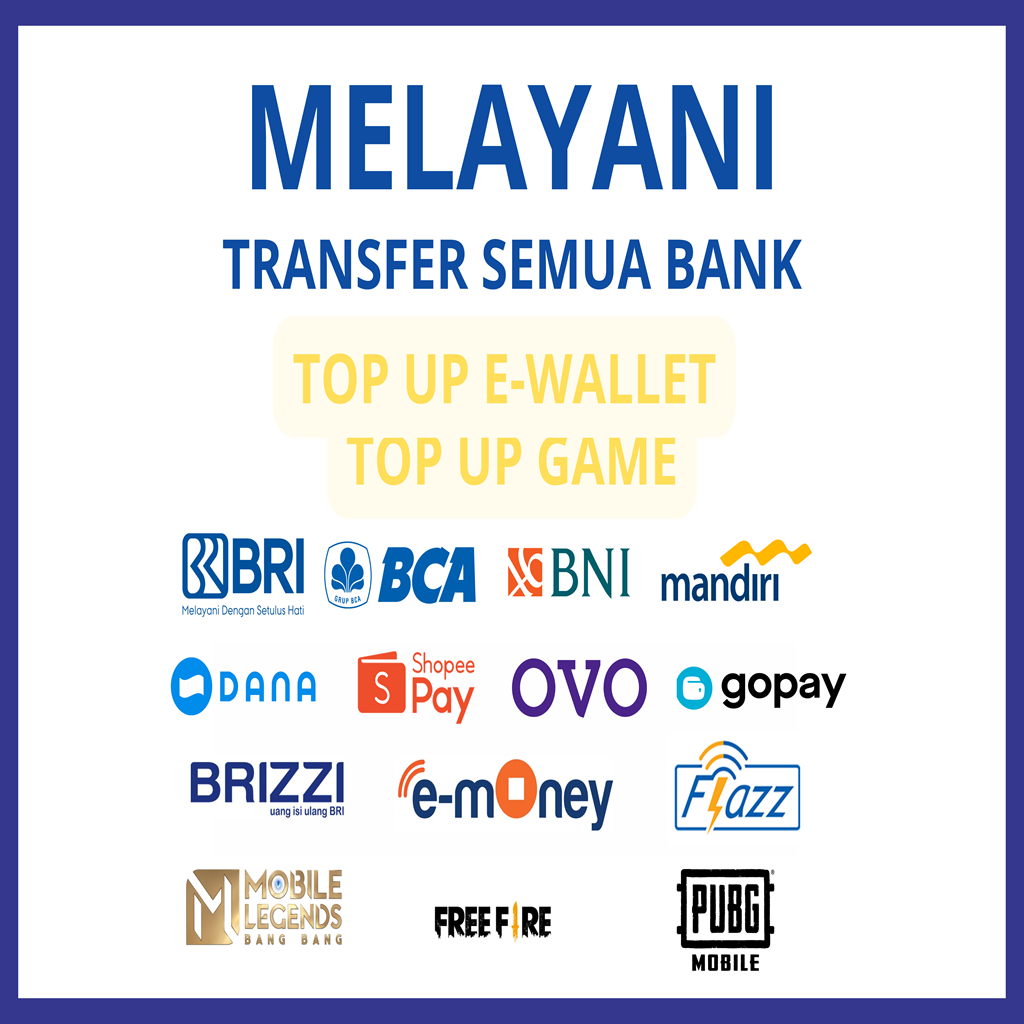 Stiker Poster Konter Melayani TF, Top Up E-Wallet & Game | Dekorasi Konter, Cetak Poster Termurah