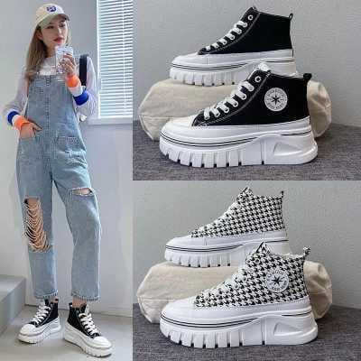 (Terbaru) Sepatu Sneakers Canvas Perempuan Sepatu Tinggi Cewek Sepatu Cewek Terbaru 2025