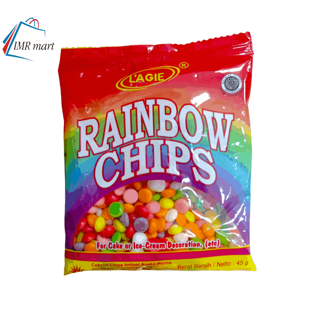 

IMR mart " Lagie Rainbow Chips Bahan hiasan kue / Toping kue Berat 45 gram