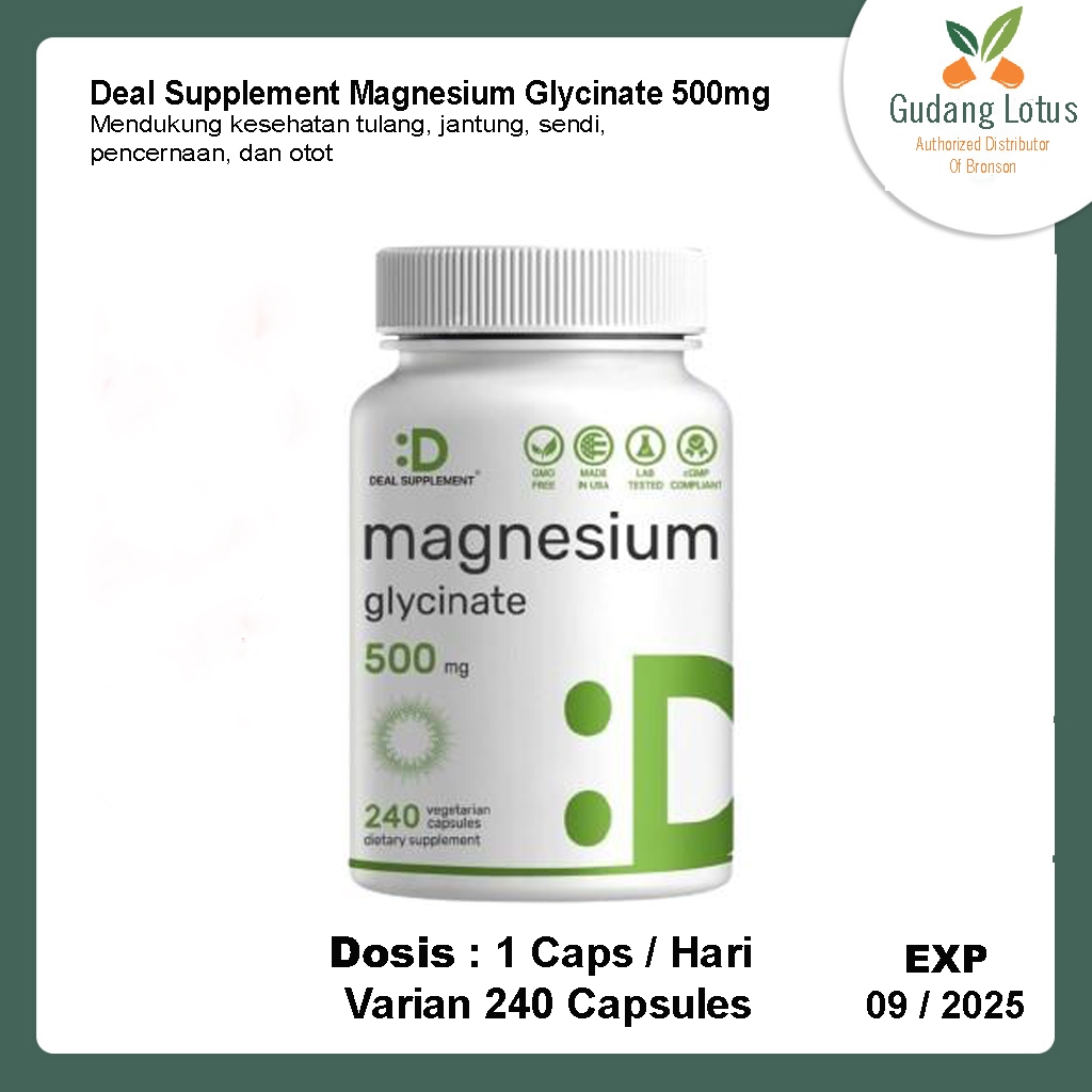 Deal Supplement Magnesium Glycinate 500mg - 240 Veggie Capsules