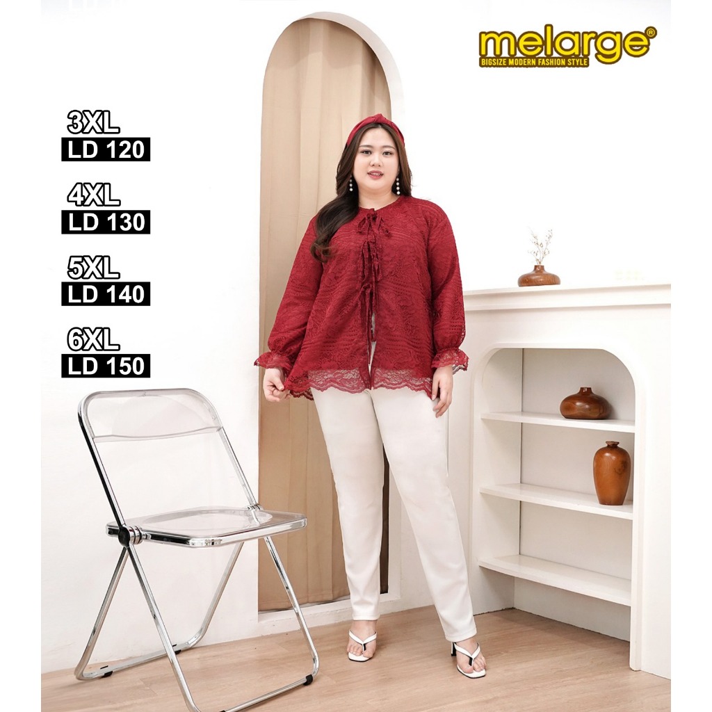 MELARGE - Bella Blouse Kemeja Brokat Kemeja Wanita Bigsize Atasan Wanita Jumbo Baju Cewek Terbaru 20