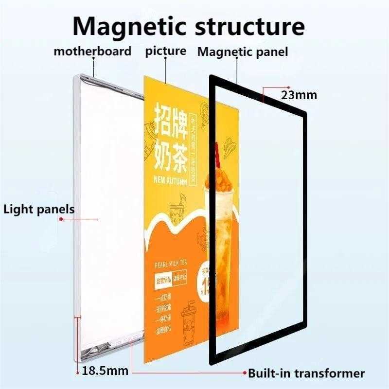 

Light Box Lightpad Neon Box Display Frame Poster LED Magnetic Acrylic EU Plug Cool White 6000K