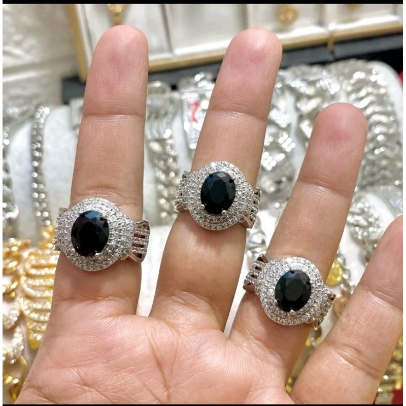 cincin wanita mata satu permata hitam