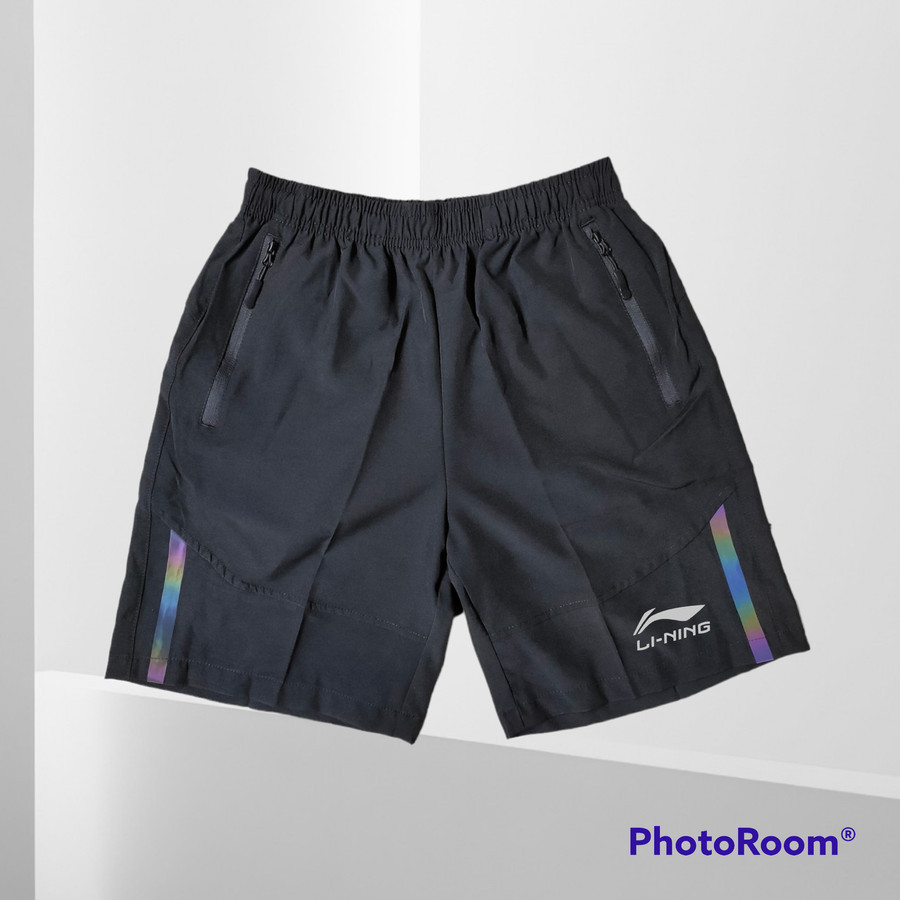 celana pendek pria olahraga running jogging Big sport hitam motif lining  ukuran 5XL