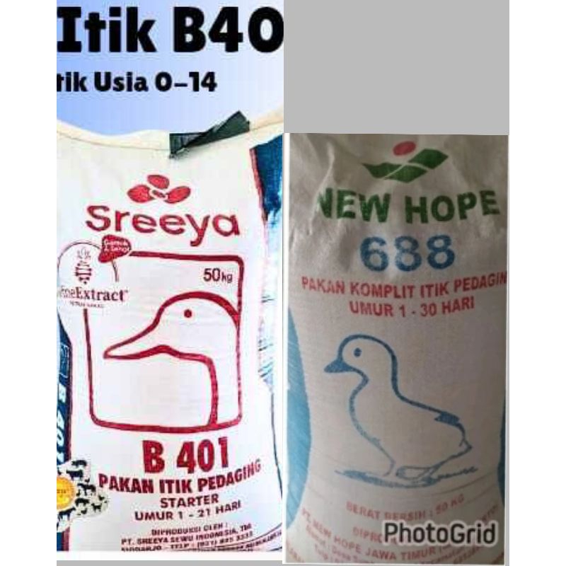 B401&688 Pur pakan itik bebek Entok Pedaging Starter 1kg