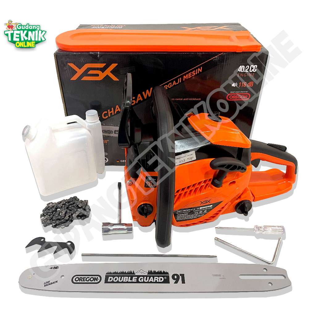 YASUKA Mesin Chainsaw 16" Bar Gigi YASUKA YSK1800 XT-16 2Tak / Mesin Gergaji Kayu Chain Saw Senso Ba