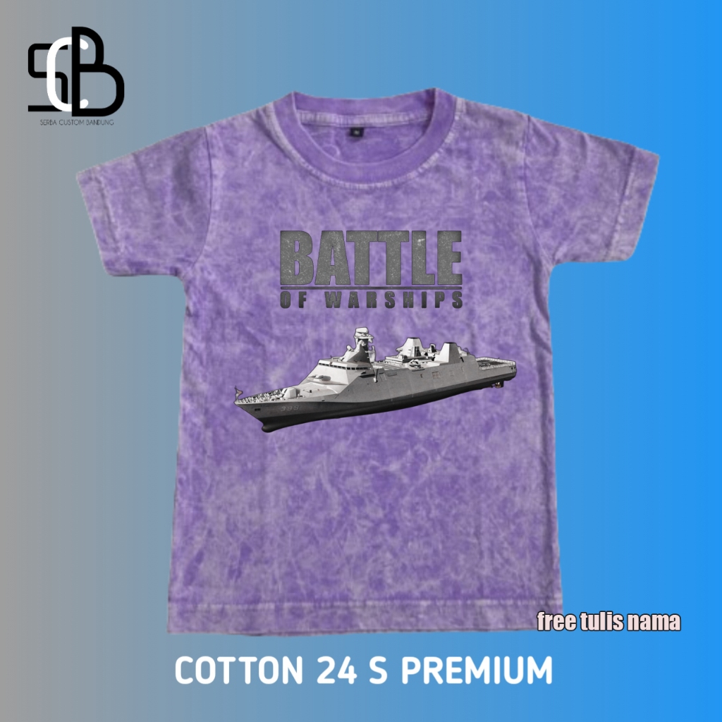 Kaos Anak Baju Aak Kapal Perang BATTLE OF WARSHIPS Katun Wahed