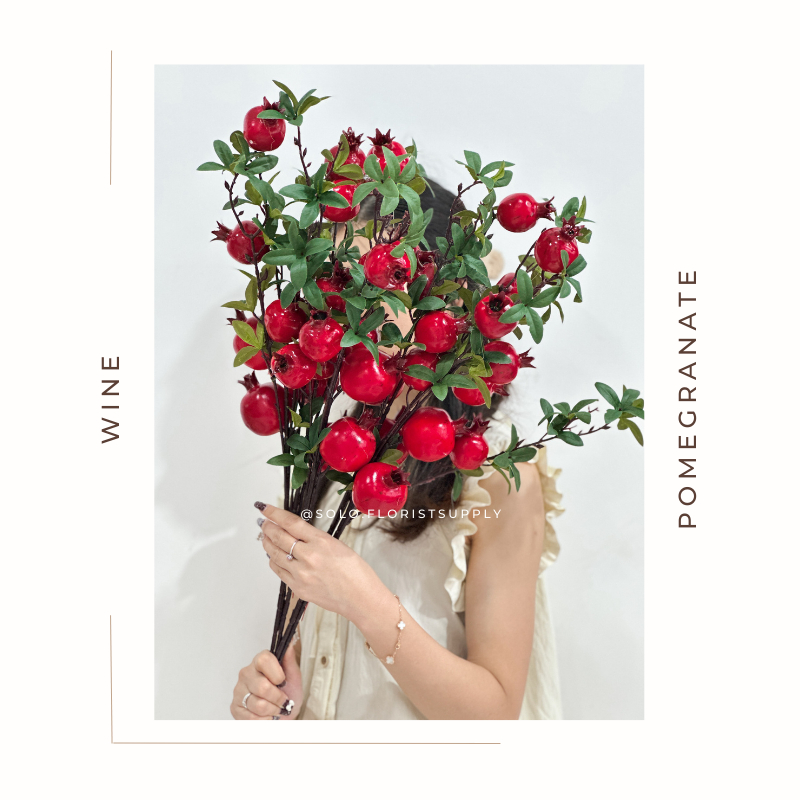 POMEGRANATE FRUIT ARTIFICIAL Hiasan Buah Delima / Artificial pomegranate Fruit  Tangkai Bunga Delima