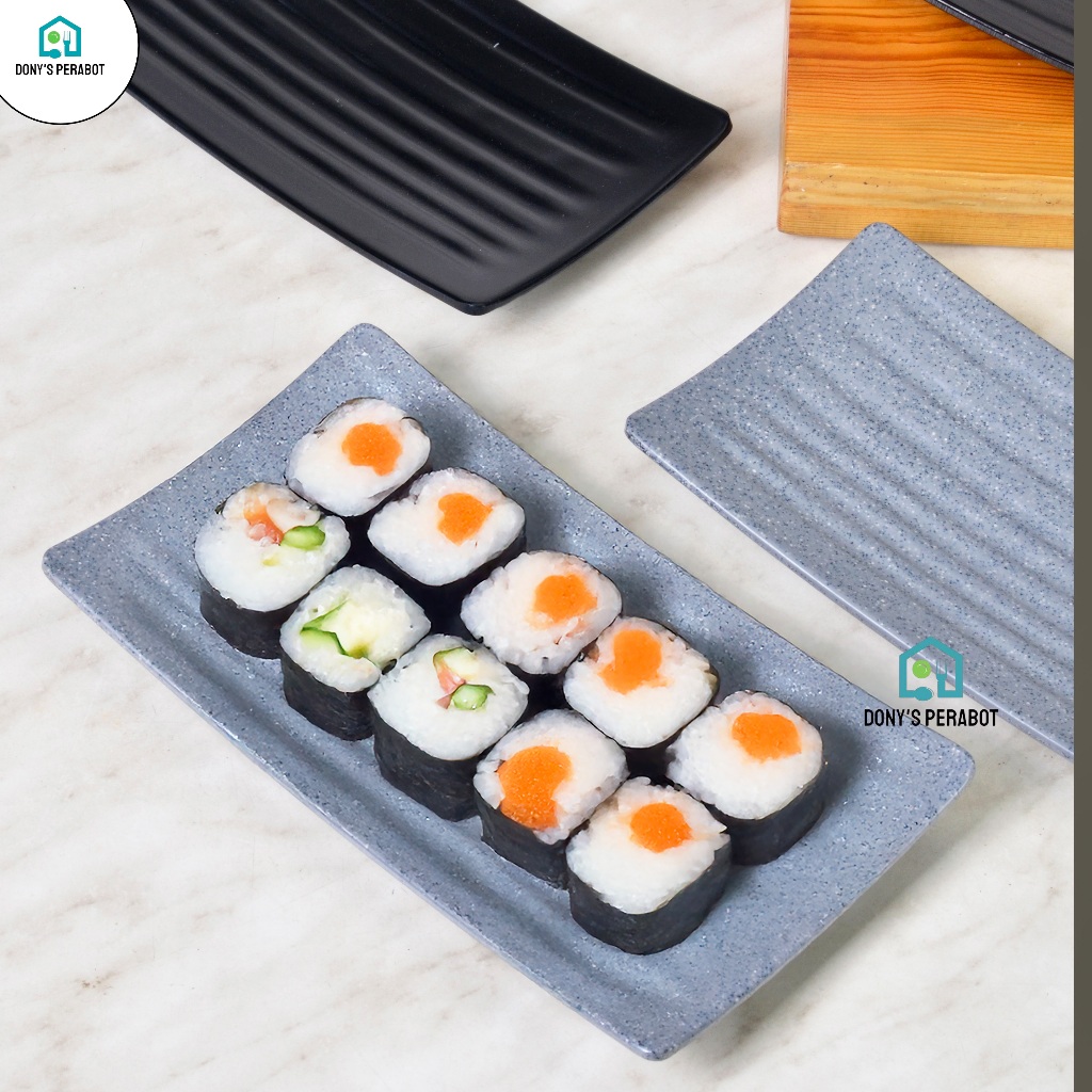 Piring Melamin 100% Asli Persegi Panjang (Motif Granit) Piring Saji Dimsum Kue Tebal Piring Resto