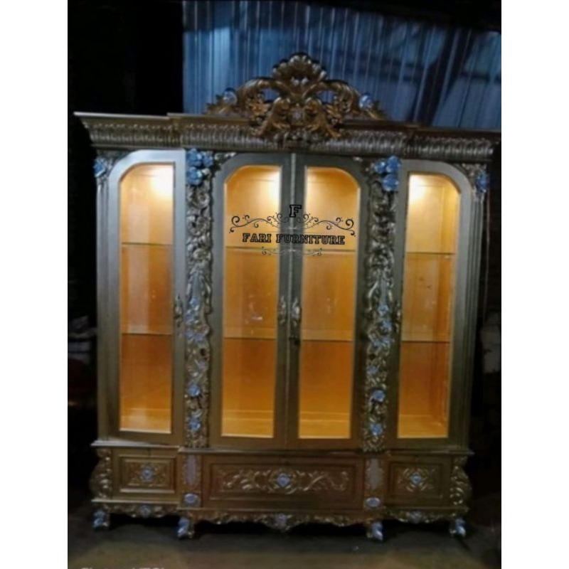 lemari hias tulis jati mewah