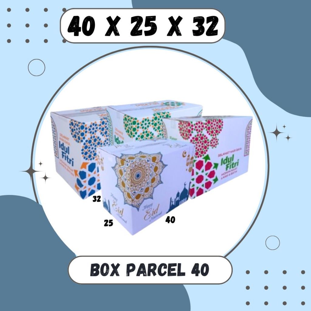 

Kardus Parcel 40x25x32 Jumbo Box Ied Mubarok Dus Idul Fitri Lebaran Packing Kotak Kemasan Parsel