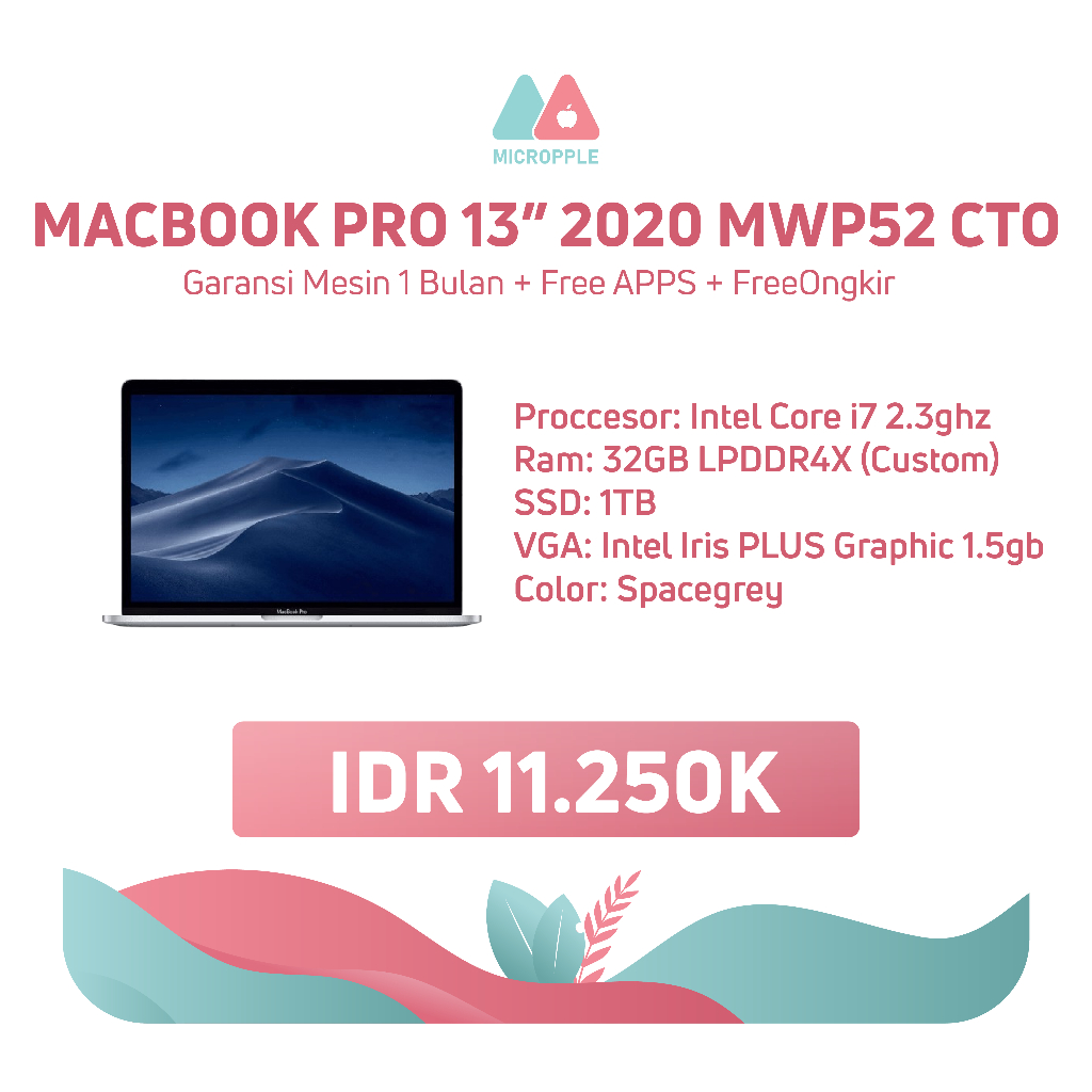 Macbook Pro 13" 2020 I7 Ram 32GB SSD 1TB Macbok pro Macbook pro CTO