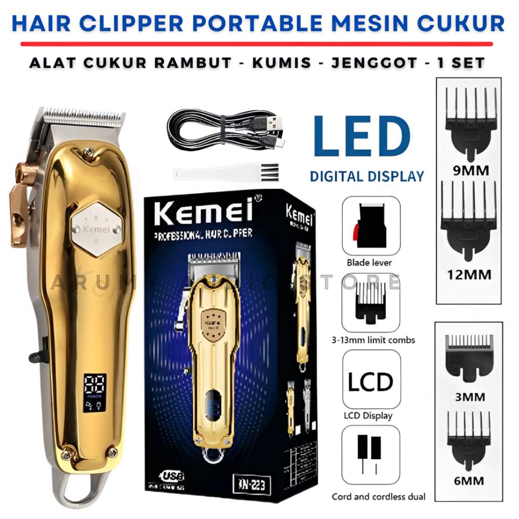 Kemei Km-223 Alat Cukur Rambut Hair Clipper Profesional | Alat Cukur Rambut Kumis Jenggot Kemei Km-2