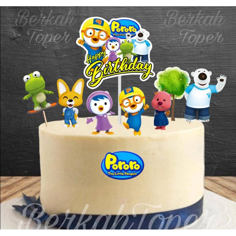 topper Pororo, topper cake hiasan kue ulang tahun topper karakter Pororo