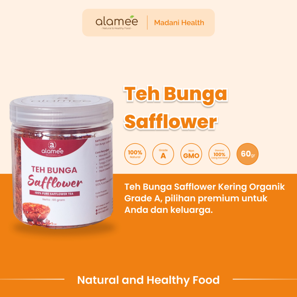 

ALAMEE Teh Bunga Safflower Herbal Tea Original Organik 60gr Alami Siap Seduh