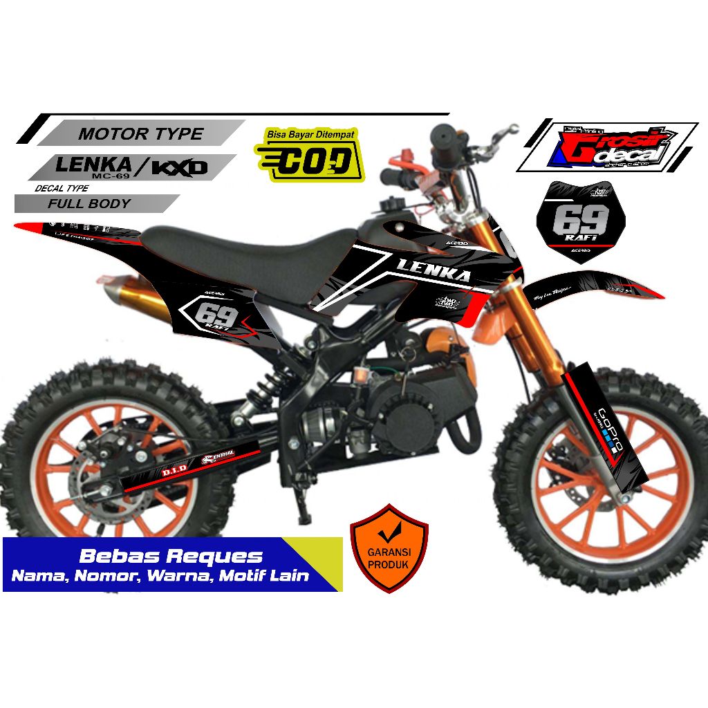Sticker Decal Stiker Mini Trail KXD 50cc / LENKA MC69 50cc / UTX 50cc Full Body bebas Reques