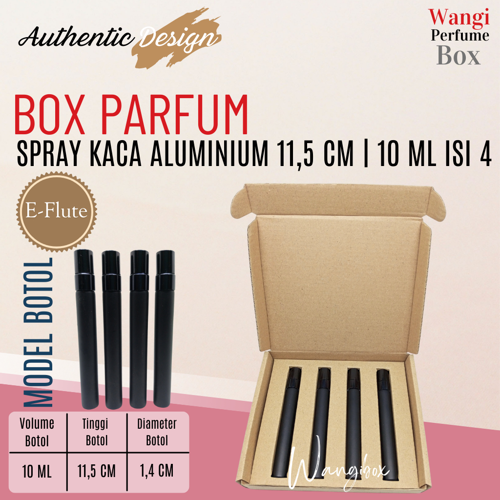 

Wangibox Box Parfum Khusus SPRAY KACA ALUMINIUM 11,5CM 10ML ISI 4 E-Flute