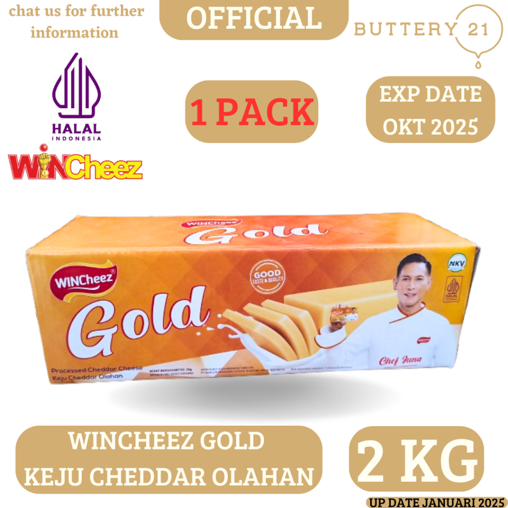 

WINCHEEZ GOLD KEJU CHEDDAR OLAHAN 2 KG/KEJU WIN CHEEZ/KEJU CHEDAR CHEESE