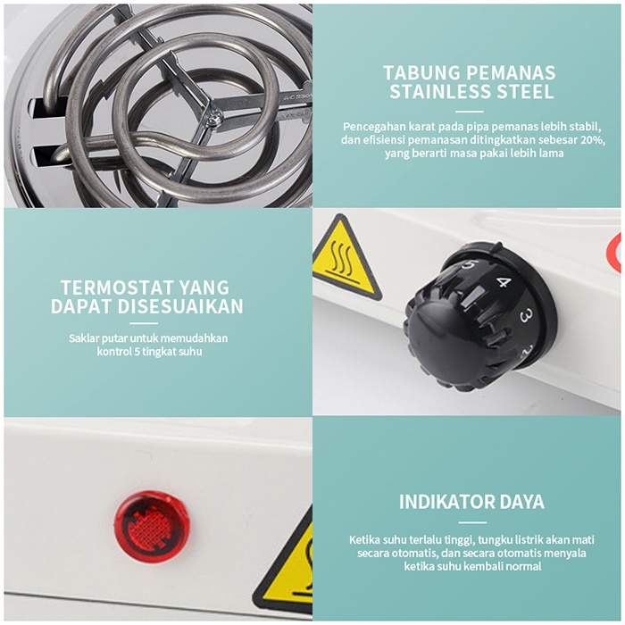 Kompor Listrik Portable Low Watt Kompor 1 Tungku Kompor Listrik Mini