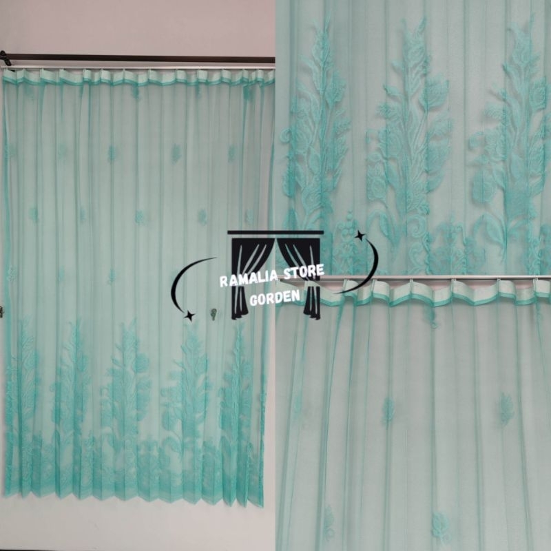 Gorden Vitrase Puring Tirai Dalaman Gorden Vitrase Motif Warna Hijau