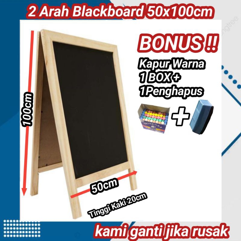 

PAPAN TULIS KAPUR 2 ARAH 50x100cm (Bonus Kapur 1 Box + Penghapus) PAPAN TULIS BLACKBOARD / PAPAN TULIS HITAM